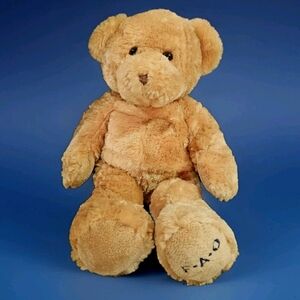 FAO Schwarz Teddy Bear Golden Brown 15" Cute Stuffed Animal Plush Toy  EUC